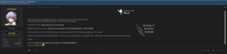 Gammal Tech Database Reportedly Exposed