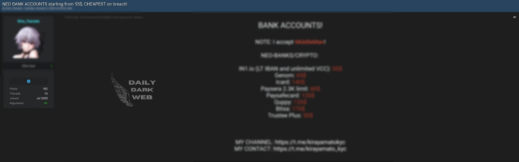 Report Highlights Alleged Sale of Neo Bank Accounts