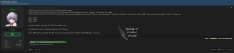 Breach Reported in AI Website Access