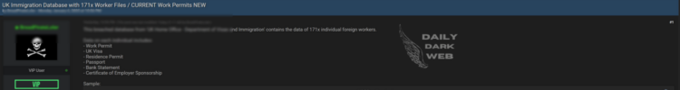 UK Immigration Database Reportedly for Sale