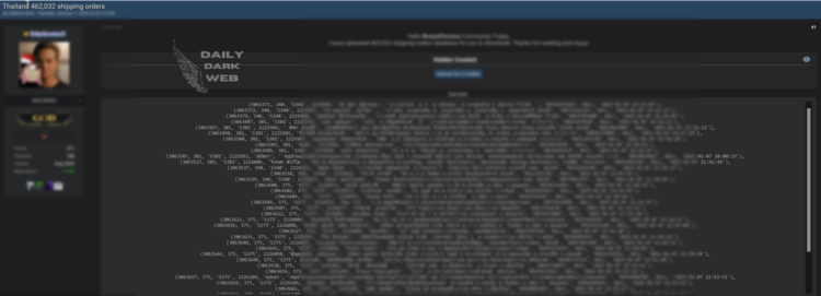Thailand Shipping Order Data Reportedly Exposed