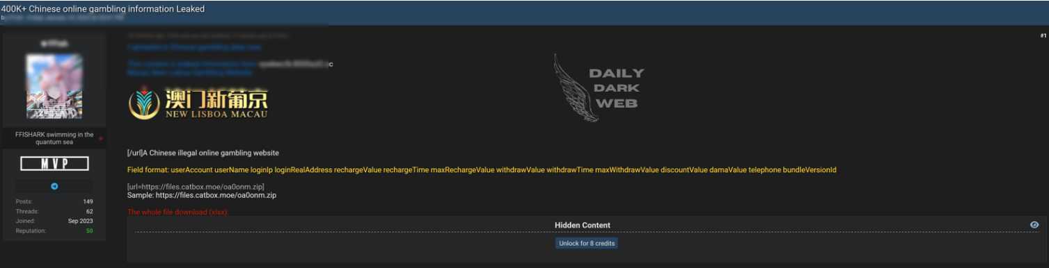 China: User Data Exposed from Online Gambling Platform