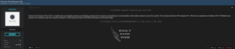 Pakistan: Data Breach Reported at Horizon Oil