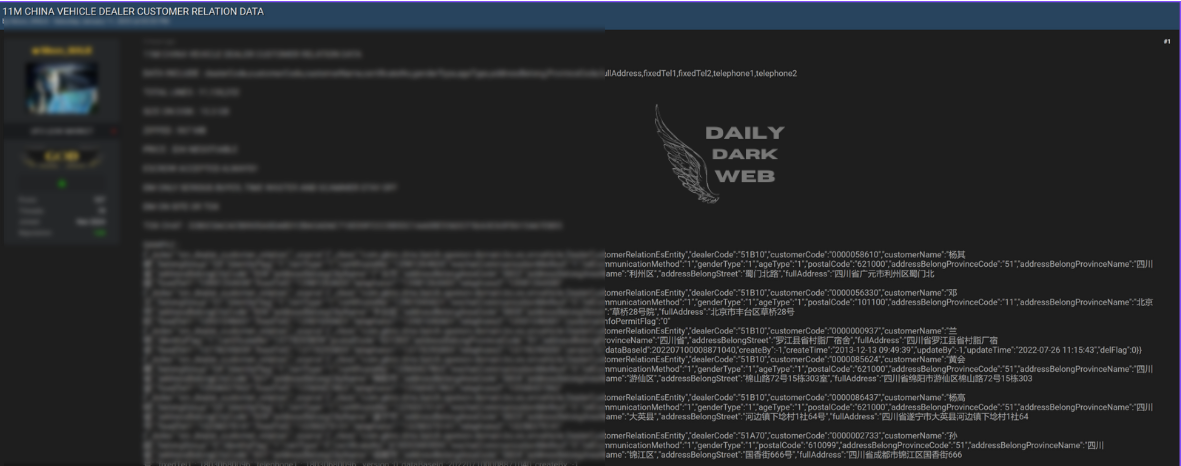 Massive Customer Data Leak at Vehicle Dealer in China