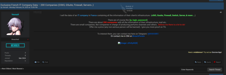 Alleged Data Breach Targets IT Company