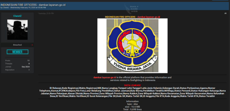 Indonesian Firefighting Services Platform Allegedly Breached