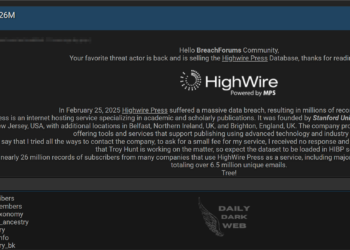 HighWire Press Allegedly Breached 26M Records Exposed