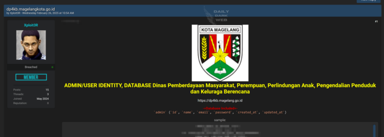 Alleged Data Breach Targeting Indonesian Government Agency