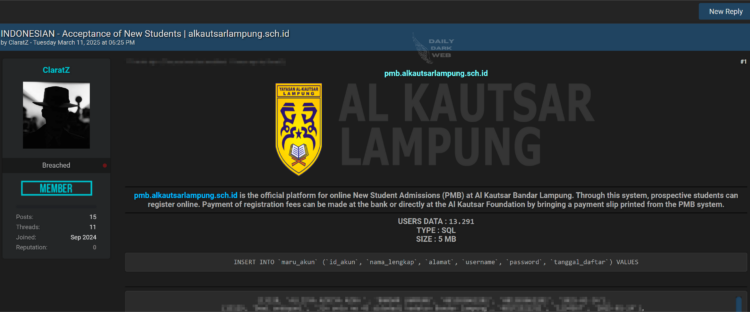 Indonesian Educational Platform Allegedly Targeted