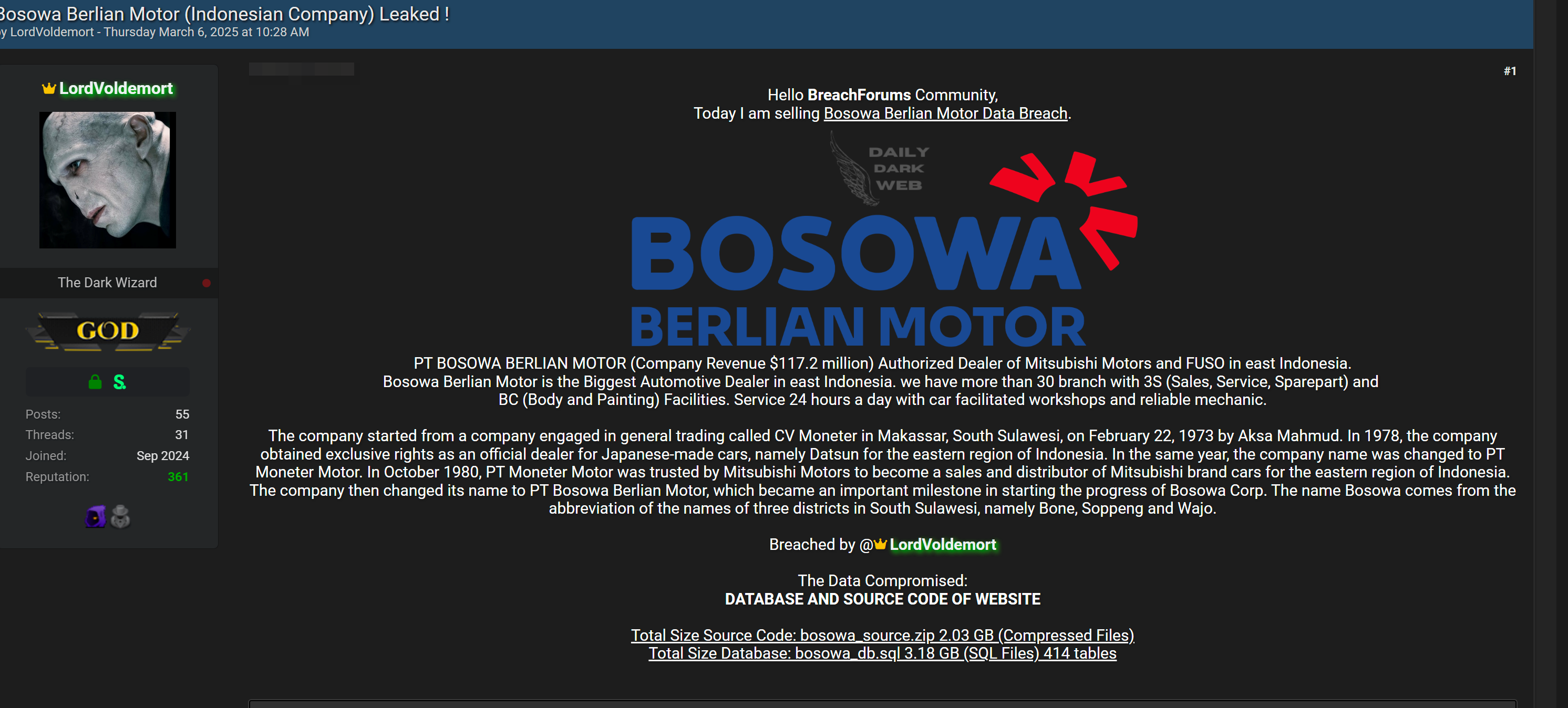 Bosowa Berlian Motor Allegedly Breached