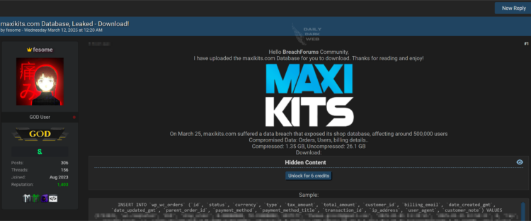Alleged Data Breach Hits Maxikits 500K Records Exposed