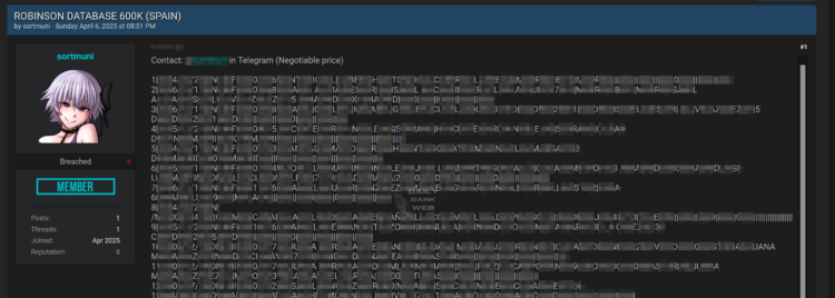 Threat Actor Claims to Leak 600K Records from Spanish Robinson Database