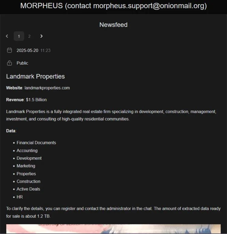 Real Estate Giant Landmark Properties Allegedly Hit by Morpheus Ransomware