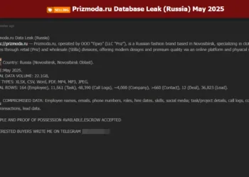 Russian Fashion Retailer Prizmoda Allegedly Hit by Massive Data Leak