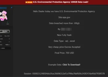 US Environmental Protection Agency Allegedly Breached, Over 100GB of Data Offered for Sale