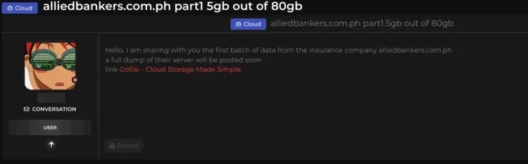 Alliedbankers Insurance Corporation Allegedly Hit by Massive 80GB Data Breach