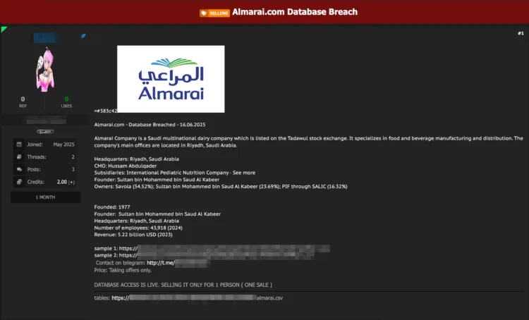 Almarai, Leading Saudi Food Giant, Allegedly Hit by Massive Data Breach