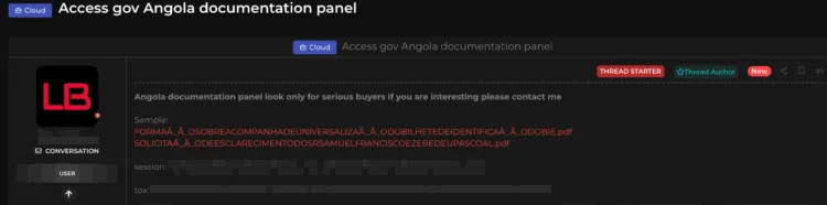 Angolan Government Documentation Panel Allegedly Breached