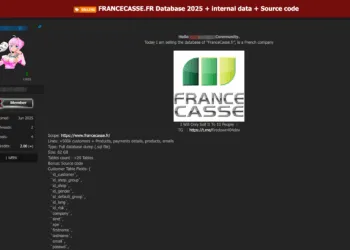 FranceCasse Database Allegedly Leaked and Put Up for Sale Online
