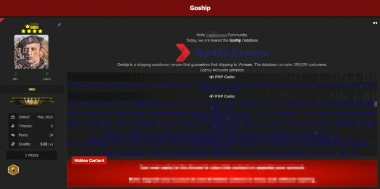 Goship Data Breach Allegedly Exposes 255,000 Vietnamese Customers