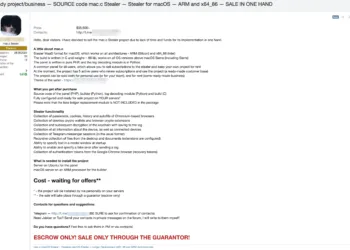 Source Code for mac.c Stealer for macOS Allegedly for Sale
