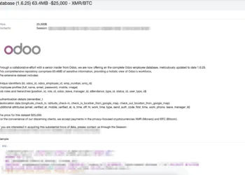 Odoo Employee Database Allegedly Leaked by Insider, For Sale on Dark Web