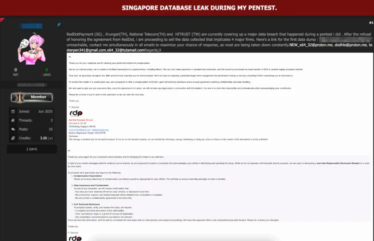 RedDotPayment, Krungsri, National Telecom, and HITRUST Allegedly Breached in Major Data Leak