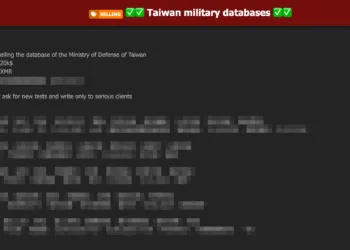 Taiwan Military Database Allegedly Compromised, Sensitive Data Offered for Sale