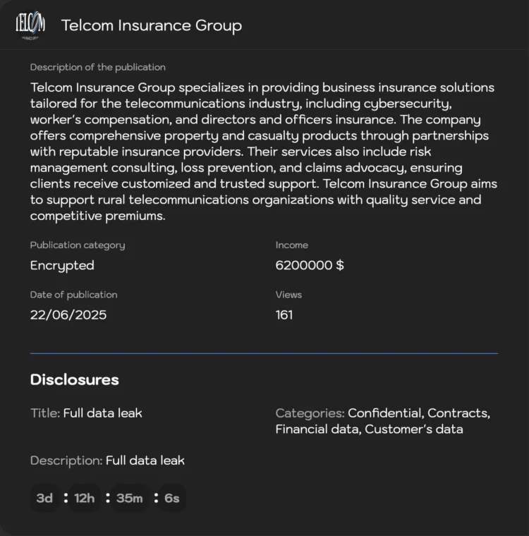 US-Based Telcom Insurance Group Allegedly Targeted in Lynx Ransomware Attack