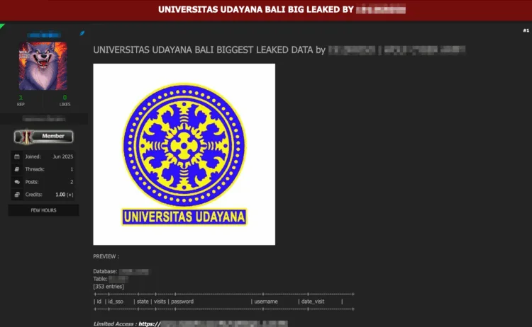Universitas Udayana Bali Allegedly Breached