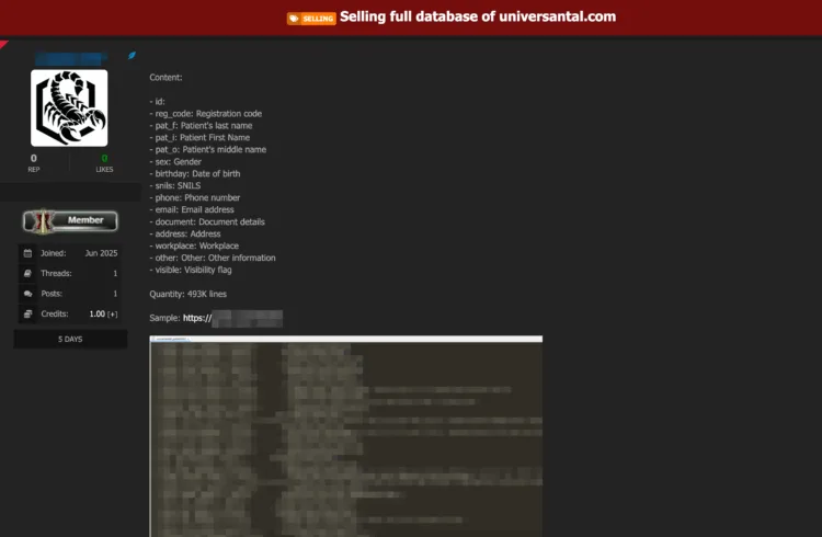Patient Data from Russian Medical Group Universantal Allegedly Leaked