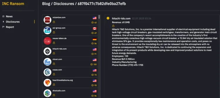Inc Ransom Allegedly Breaches Eight International Organizations