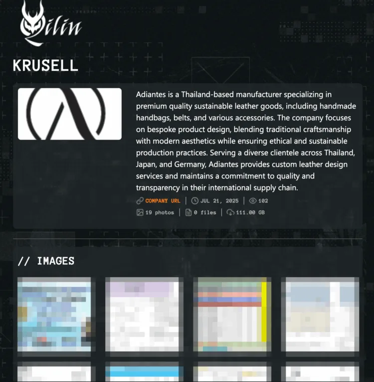 Qilin Ransomware Allegedly Breaches Thai Manufacturer Adiantes