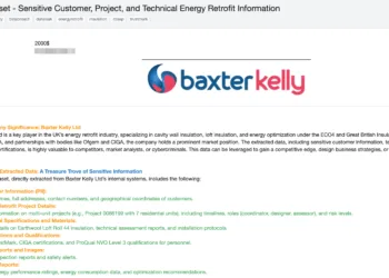 24GB of Internal Data from UK Energy Firm Baxter Kelly Allegedly for Sale