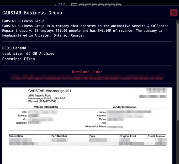 CARSTAR Business Group Allegedly Hit by Sarcoma Ransomware