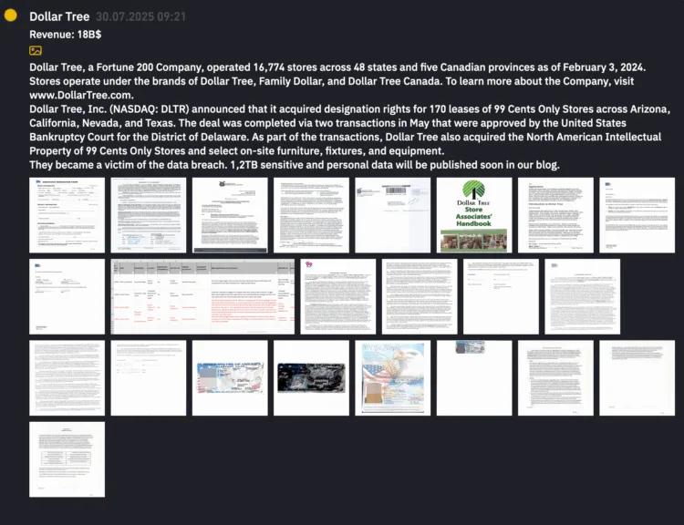 Dollar Tree Allegedly Hit by INC Ransom – 1.2 TB of Sensitive Data Exposed