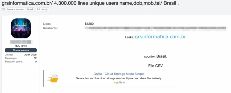 Alleged Data Breach Impacts Brazilian Company GRS Informatica