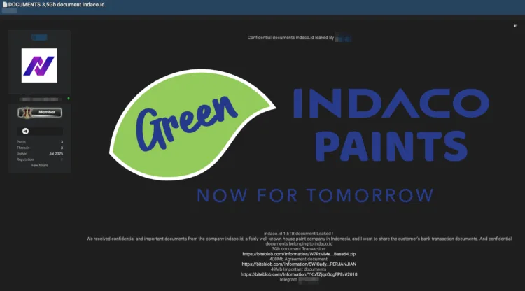 Indonesian Paint Giant Indaco Allegedly Hit by Data Breach