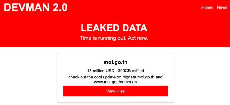 DEVMAN Ransomware Group Allegedly Breaches Thai Ministry of Labour