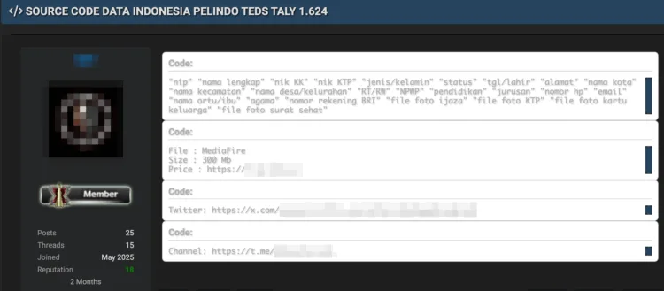 Indonesian Port Operator Pelindo Subsidiary Allegedly Breached – Sensitive Data and Source Code for Sale