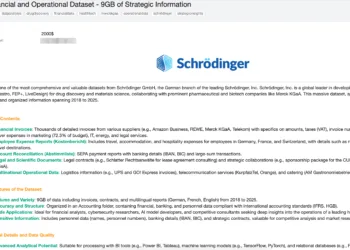 Sensitive Strategic Data of Schrödinger GmbH Allegedly Offered for Sale Online