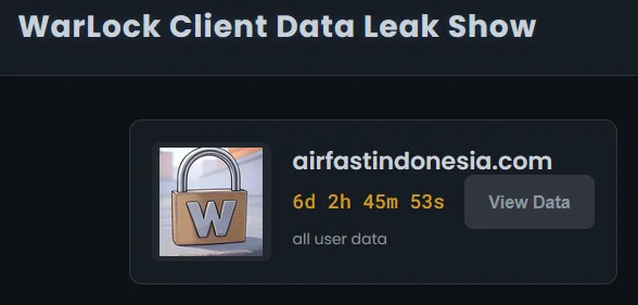 Warlock Ransomware Group Allegedly Targets Airfast Indonesia, Threatens Data Leak