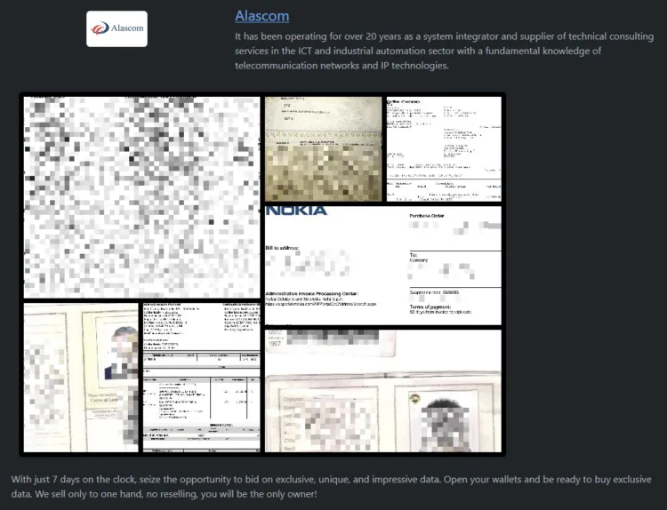 Italian Tech Integrator Alascom Allegedly Hit by Rhysida Ransomware