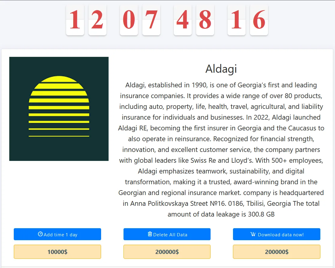 Medusa Ransomware Allegedly Breaches Leading Georgian Insurer Aldagi – Exposing 300GB of Data