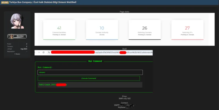 Turkish Public Bus Company’s Information System Allegedly Breached – Web Shell Access for Sale