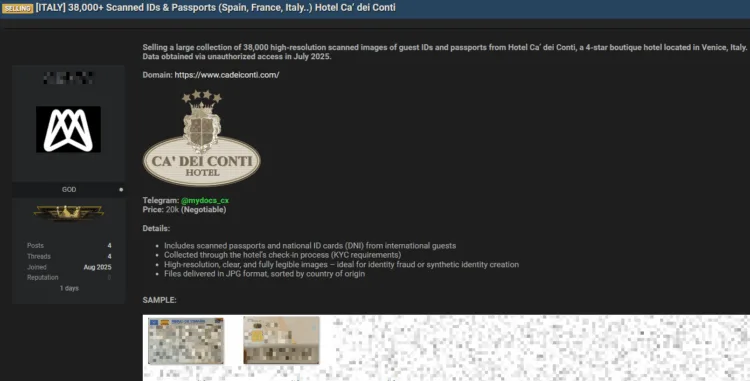 Venice Hotel Ca’ dei Conti Suffers Major Data Breach – 38,000 Guest IDs Allegedly for Sale