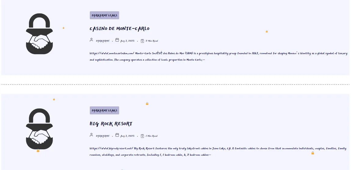 D4rk4rmy Ransomware Allegedly Breaches Casino de Monte-Carlo and Big Rock Resort