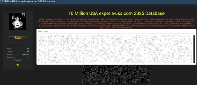 Massive Data Leak Allegedly Exposes 10 Million Experia USA Customers