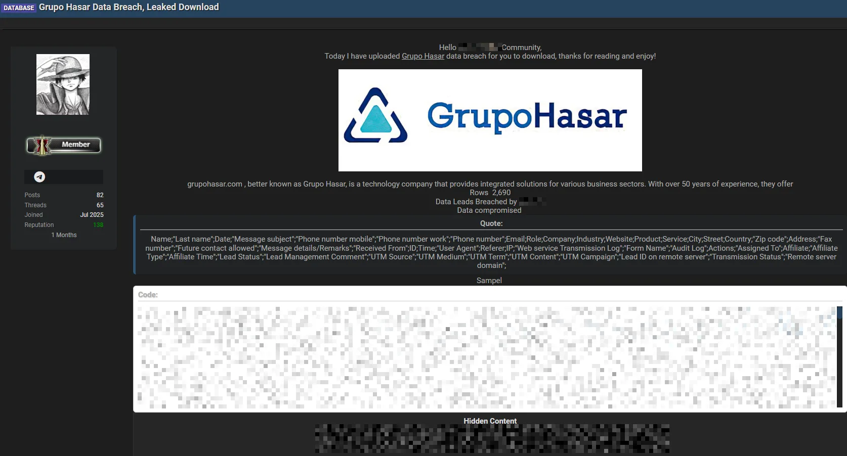 Argentinian Tech Company Grupo Hasar Suffers Alleged Data Breach