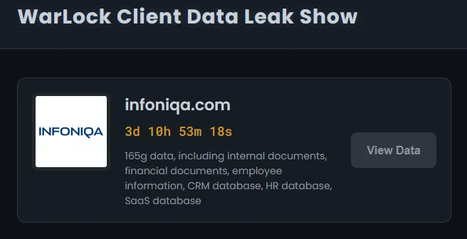 Austrian HR Software Giant Infoniqa Allegedly Breached by Warlock Ransomware Group